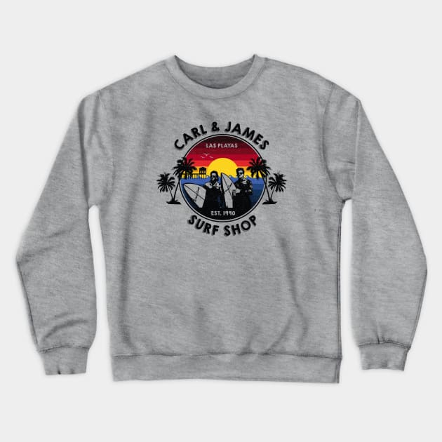 Carl & James Surf Shop Crewneck Sweatshirt by bryankremkau